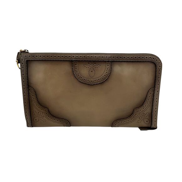 GUCCI Duilio Brogue Zip Around Leather Clutch Bag - Picture 1 of 16
